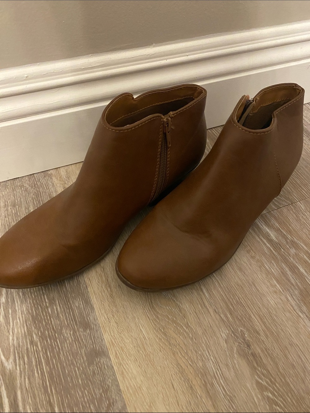 Soda Brown Side-Zip Ankle Booties